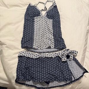 Tommy Bahama Navy and White Bikini Set